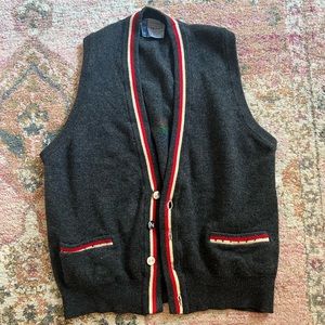 1950s Vintage Small Wool Faded Pilgrim Cardigan Sweater Vest USA